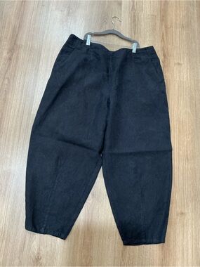 Poetry women’s black linen barrel pants size 14